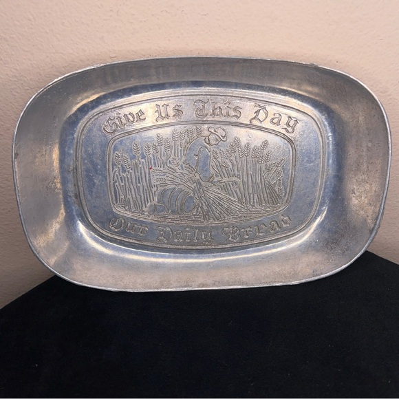 Give Us This Day Our Daily Bread Plate Wilton Silver Pewter Platter Vintage - Picture 10 of 10